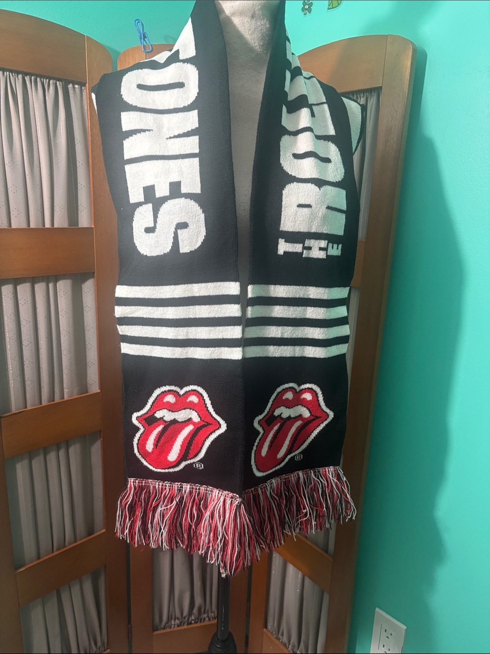 The Rolling Stones Black, White and Red Logo Scarf